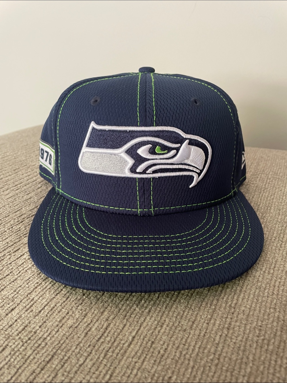 New Era Seattle Seahawks Navy and Neon Green Snapback Hat
